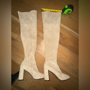 Jeffrey Campbell Tan Suede Over-the-Knee Heeled Boots Size 7